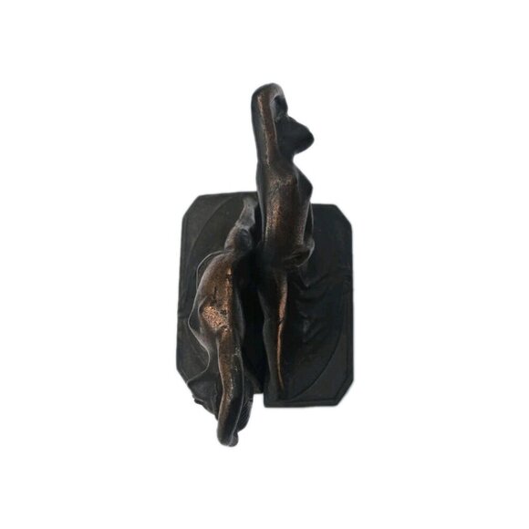 Antique 1930 Dancing Nude Female Cast Iron Book End Art Deco Art Nouveau Design - Picture 3 of 5